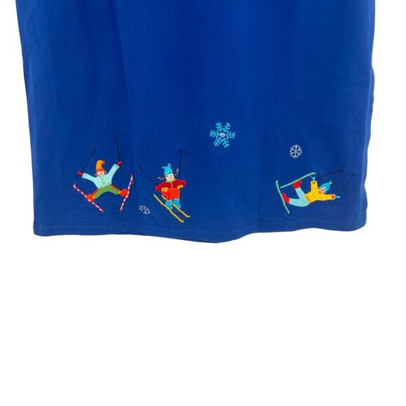 Michael Simon Lite Ski Trip Snowflake Embroidered Novelty Midi Skirt Blue Small - Picture 9 of 14